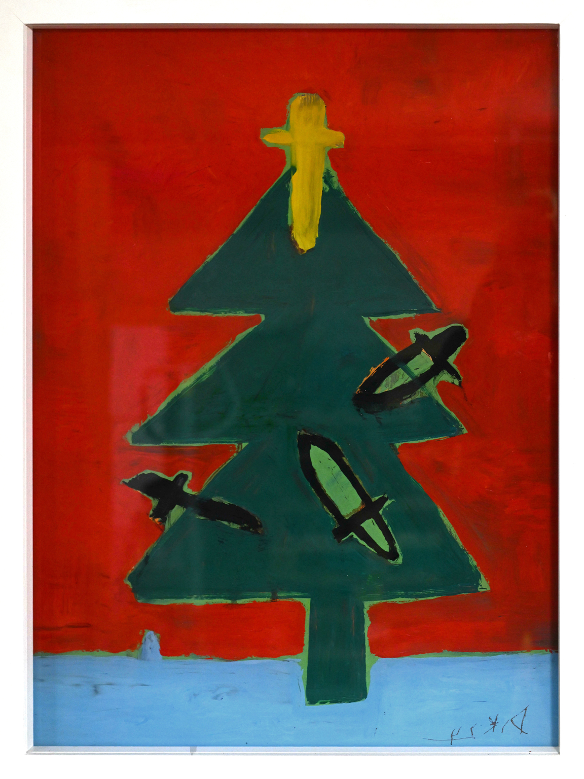 Römertanne 2023 Öl auf Acrylglas gerahmt, verglast 80-60cm