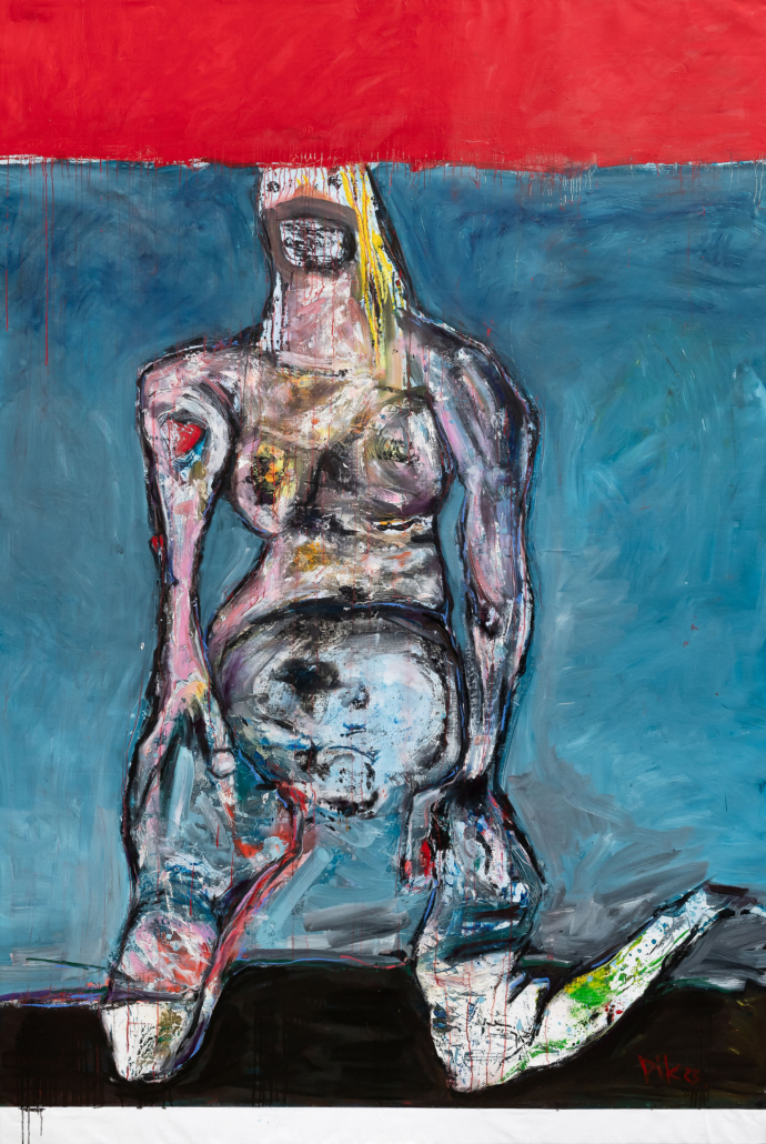 Rote Linie 2023 Öl auf Leinen 300-200 cm